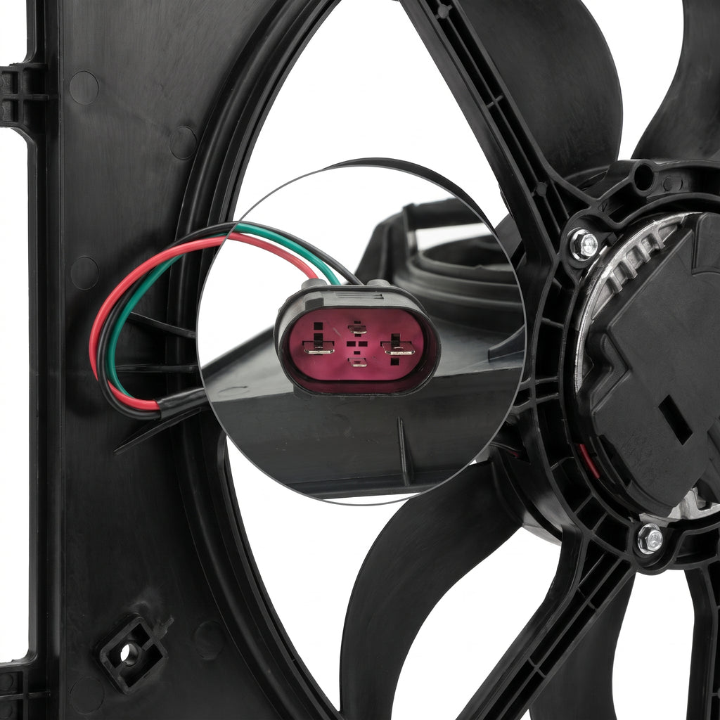 Radyatör fanı elektrik soketi ve kablolu fan gövdesi