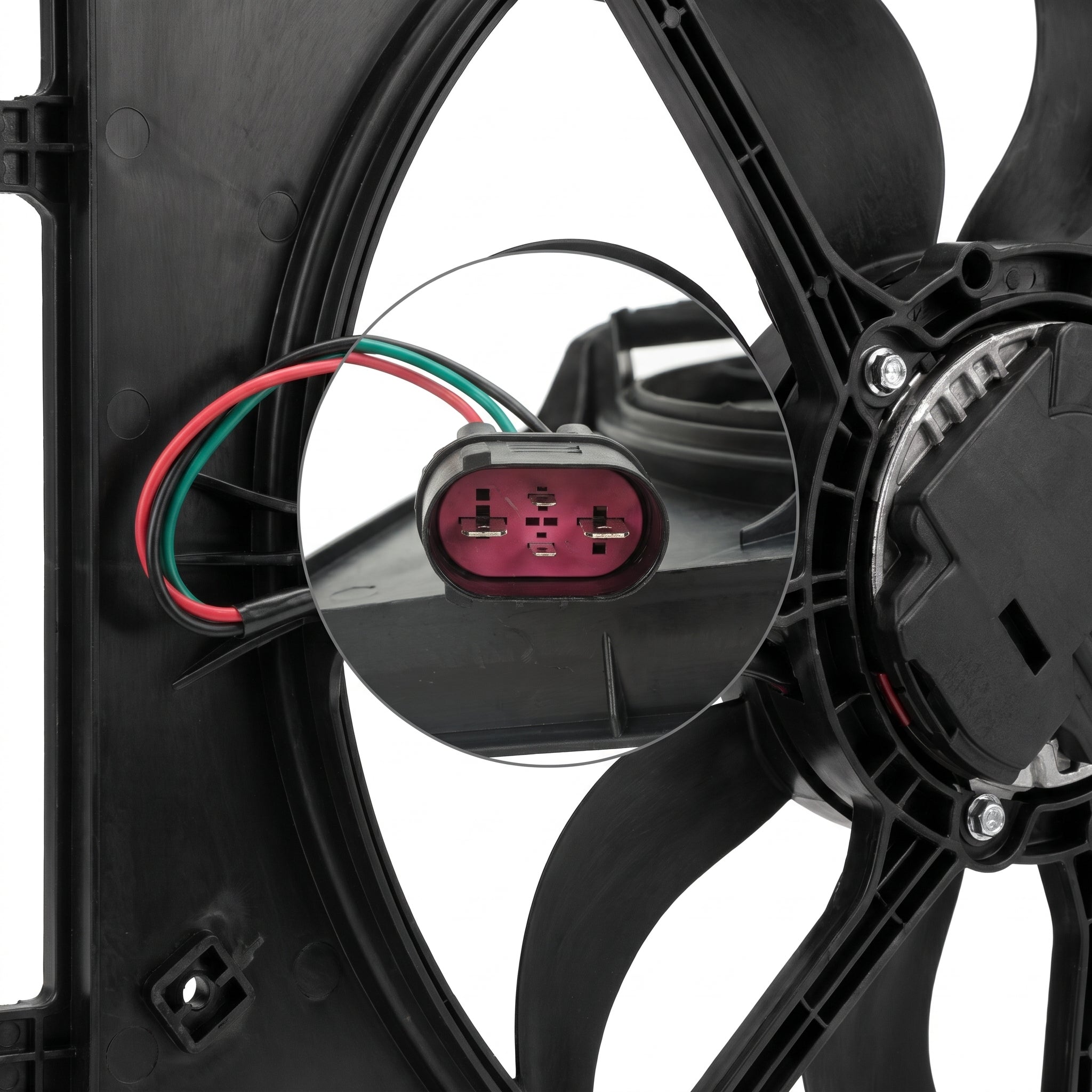 Radyatör fanı elektrik soketi ve kablolu fan gövdesi